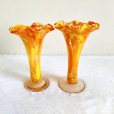 Vaso de flores vintage pontilhado multicolorido laranja amarelo vidro marca pontilhado GV139 comprar usado  Enviando para Brazil