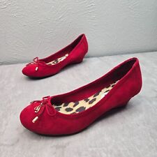 Guess Bow Ballet Shoes Sz 8.5 Red Low Wedge Heel Dressy Ballerina Pumps for sale  Shipping to South Africa