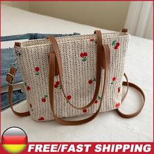 Cherry Straw Woven Tote Bag Casual Crossbody Bag for Outdoor Travel (Brown) comprar usado  Enviando para Brazil