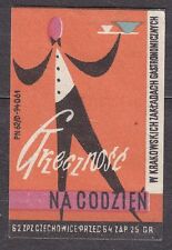 POLAND 1962 Matchbox Label Z#328 II, Good "NA DAY", in Cracow catering estab. na sprzedaż  PL