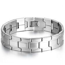 Berloque pulseira masculina 16 mm de largura pulseira de aço inoxidável com punho de elos 8,1" comprar usado  Enviando para Brazil