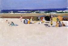 Used, Oil painting Edward-Henry-Potthast-On-the-Beach by beach landscape art handmade for sale  Shipping to Canada