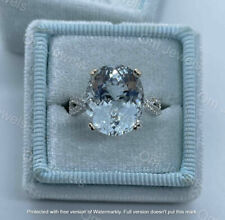 Anel de noivado solitário de diamante água-marinha corte oval 3 quilates acabamento em ouro branco 14K comprar usado  Enviando para Brazil