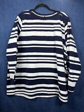 Blusa Lands’ End feminina listrada gola barco tamanho 3X 24W-26W azul marinho branca pelúcia comprar usado  Enviando para Brazil