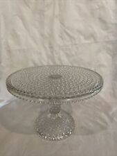 RARE EAPG  HOBNAIL PEDESTAL Cake Stand COLUMBIA GLASS Stemmed Clear Plate 10” for sale  Shipping to South Africa