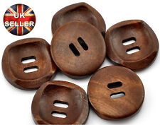 WOODEN CURVED CHUNKY BUTTONS – ROUND, 2 HOLE, LARGE, 30MM, BROWN, CARDIGAN, UK for sale  Shipping to South Africa