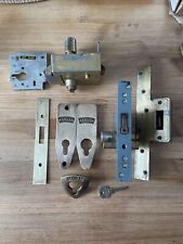 Banham Lock Set Two Locks/ 3 Face Plates 1 Key Fits Both / Brushed Brass for sale  Shipping to South Africa