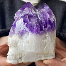 1,43 lb ametista natural esculpida à mão crânio cristal cura reiki comprar usado  Enviando para Brazil