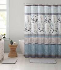 VCNY Ashley Light Blue Beige Canvas Fabric Shower Curtain Floral NWOP for sale  Sharon