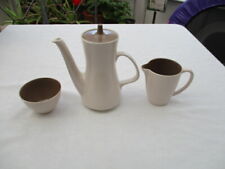Poole Pottery Mushroom/Sepia Twintone Coffee Pot,Milk Jug & Sugar Bowl vgc for sale  RAYLEIGH