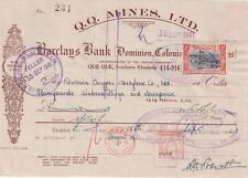1941 S.Rhodesia Que Que Mines cheque de receita endossado com 1d Jubileu de Ouro., usado comprar usado  Enviando para Brazil