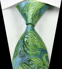 Quente! Gravata masculina clássica paisley verde azul claro tecido jacquard 100% seda comprar usado  Enviando para Brazil