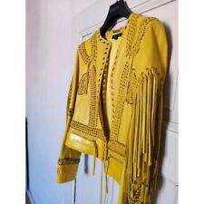 giacca pelle donna gialla usato  Pavia
