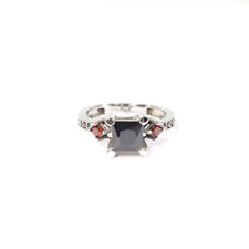Sterling Silver Gothic Engagement Ring for Women Red and Black Gemstone 3 Stone for sale  Shipping to South Africa