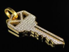 Pingente chave berloque folheado a ouro amarelo 14k corte redondo diamante criado em laboratório 2,00 quilates, usado comprar usado  Enviando para Brazil