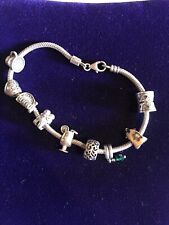 Authentic Chamilia CHAM Silver 925 Bracelet 8.5in. with nine charms.  for sale  New Haven
