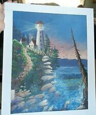 Aurelia Popa Original Lighthouse Seashore Oil Painting Unframed Popa A 2003, used for sale  Shipping to Canada