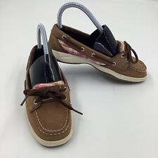 Sperry Top Sider Girl’s Boat Shoes Brown Pink White Plaid Size 3M 051, used for sale  Shipping to South Africa