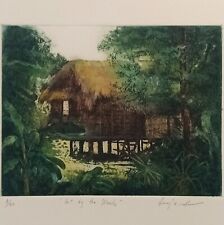 Benjie Torrado Hut by t Woods Cabrera Philippines original colour etching signed for sale  Shipping to South Africa