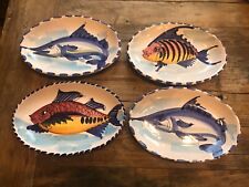 VIETRI Set 4 AL MARE Oval Fish Dish Plates Hand Painted Wall Hanging ITALY EUC, used for sale  Ashland