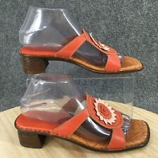 Tsonga Sandals Womens 40 Turquoise Slide Orange Faux Leather Slip On Open Toe, used for sale  Shipping to South Africa