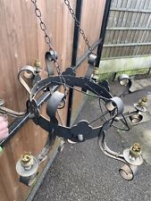 Vintage Rustic Wrought Iron Chandelier Ceiling Light 6 Bulb Please Read, used for sale  Shipping to South Africa