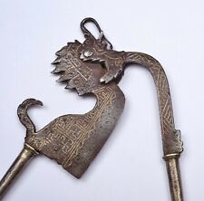 19C India Southeast Asian Silver Inlaid Mixed Metal Betel Nut Leaf Cutter Dragon, used for sale  Shipping to Canada