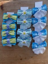 Dog hair bow clips x 12 various blues for sale  MABLETHORPE