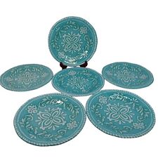 Blue Melamine Dinner Plates Turquoise Medalion 10.75" Set of 6 for sale  Shipping to South Africa
