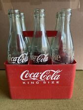 Paquete de 6 paquetes de plástico rojo vintage Coca-Cola con 6 botellas de vidrio segunda mano  Embacar hacia Argentina