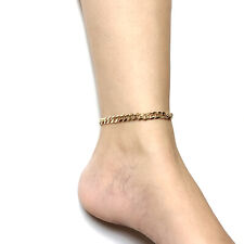 Barefoot Sandals Ankle Bracelet 18K Gold Stainless Steel Anklets 6mm Curb Chain for sale  Shipping to South Africa