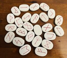 Vintage Tarot RUNE STONES SET of 25 1.25" Ceramic Tiles Viking Renaissance for sale  Shipping to South Africa