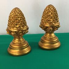 Vintage Pinecone Bookends Set of 2, Gold  Resin Desk & Bookshelf Accessories for sale  Shipping to South Africa