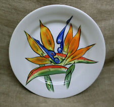 Used, Vintage Hand Painted Plate Bird of Paradise Strelitzia Tenerife Pottery El Barco for sale  Shipping to South Africa