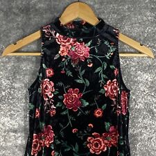 Mudd Dress Juniors Extra Small Black Rose Crushed Velvet Mock Neck Tank Tent, used for sale  Shipping to South Africa