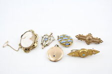 Antique Jewellery Rolled Gold Enamel Shell Cameo Locket Brooches x 6 for sale  Shipping to South Africa