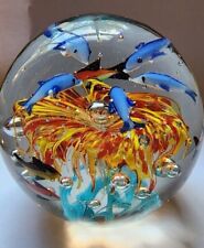 Vintage Murano Glass Aquarium Ball with Dolphin and Anemone Fish, used for sale  Shipping to South Africa