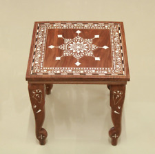 Esquina de mesa de madera jarrón maceta soporte marfil mandala arte decoración vintage segunda mano  Embacar hacia Argentina
