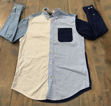 Camisa masculina Tommy Hilfiger manga longa com botões ajuste personalizado azul/branco bloco M comprar usado  Enviando para Brazil
