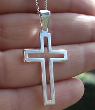 Pingente de crucifixo cruzado liso/aberto prata esterlina 925 35 mm x 23 mm joias comprar usado  Enviando para Brazil