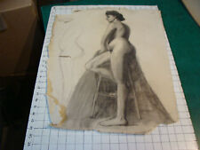"Dibujo vintage: principios de 1900 - dama desnuda de pie desde el lado - aprox 18 x 24" segunda mano  Embacar hacia Argentina
