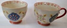 Miyabi Yokohama Studio Hand Painted Footed Ceramic Raised Details Mugs Cups 2, used for sale  Shipping to South Africa