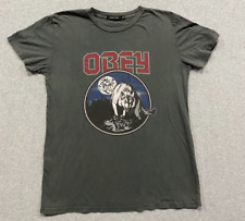 Camiseta Obey Masculina Pequena Wolf and Moon Manga Curta Cinza Escuro comprar usado  Enviando para Brazil