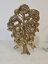 Vintage Decor Brass Rose Floral Curtain Tiebacks Wall Hooks Robe Towel Holder, used for sale  Shipping to South Africa