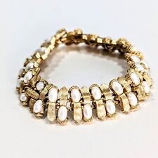 Pulseira Vintage Alfred Phillipe Crown Trafari Dentes de Bebê Pérola Falsa Tom Dourado comprar usado  Enviando para Brazil