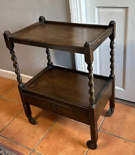Vintage Oak Barley Twist Wheeled  Hostess Trolley Tea Trolley Serving Trolley, used for sale  Shipping to South Africa