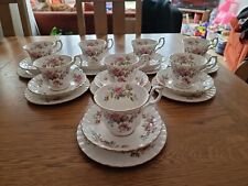 Royal Albert “Moss Rose”  8 x Trios -  8 Tea Cups, 8 Saucers, 8 Tea Plates for sale  Shipping to South Africa