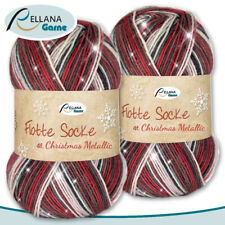 Rellana 2 x 100g Fleet Sock Christmas 2022 4 Thread Sock Wool with Glitter til salg  Sendes til Denmark