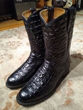 BOTAS DE CAUBÓI MASCULINAS RUDEL ROGERS ESTAMPA DE JACARÉ PRETO COURO BIQUEIRA REDONDA ROPER 10E comprar usado  Enviando para Brazil