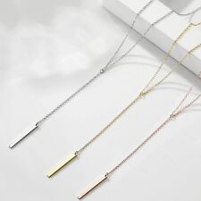 Bar Pendant Necklaces Stainless Steel Simple Long Lariat Chain Minimalist Dangle, used for sale  Shipping to South Africa